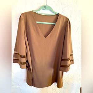 Chic V-Neck Brown Blouse for Women